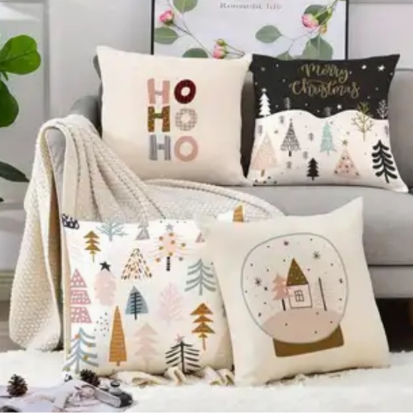 Amazon Essentials Other - Festive Holiday Throw Pillow Cover Set Set of 4 Christmas Pillow Covers 18x18
